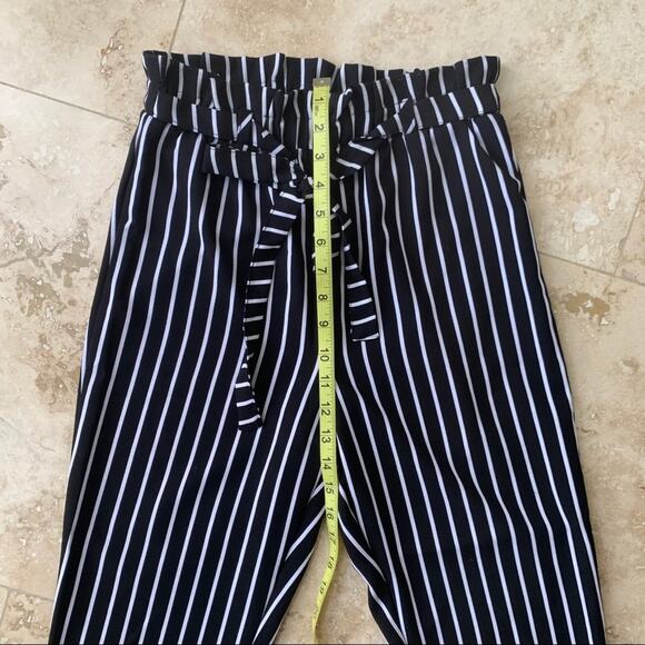 Como black paperbag pleated striped trouser pants - Picture 6 of 7